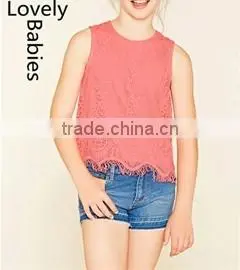 Kids Clothes Online 2016 Lace Crochet Tank Top With Fringe Trim thumbnail-2