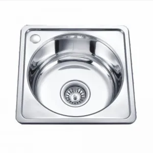 405×405×170mm TRUE SUS304 Stainless Steel Single Bowl Drop In Round Kitchen Sink (DY-D4040PA) thumbnail-1