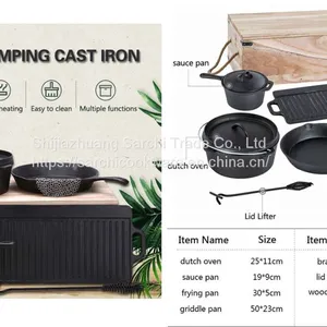 Private Label 6pcs Outdoor Camping Cast Iron Cookware Set thumbnail-1