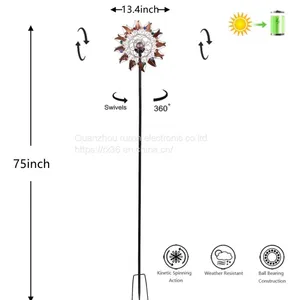 Solar Wind Spinner Multi-Color LED Lighting With Kinetic Wind Aculptures thumbnail-2