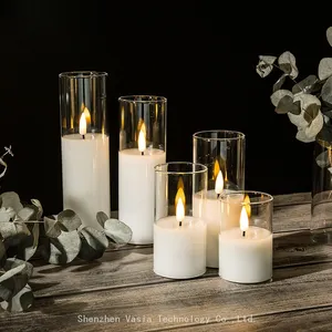 Pillar Candles With Glass Holders - Stylish & Waterproof, for Indoor/Outdoor Decor - Factory Direct thumbnail-1