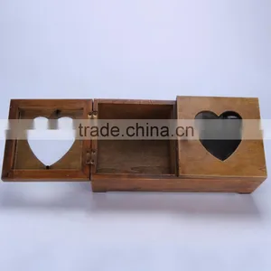 Unique Painted Storage Wooden Box Wooden Crate With Glass Set of 2 thumbnail-6