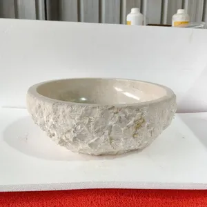 Modern Round Shape Cream Marfil Marble Stone Sink Vanity Wash Hand Basins for Home or Commercial Use Bathroom Hand Washbasin thumbnail-3