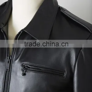 Man Leather Jacket Made of Black Genuine Sheep Skins thumbnail-4