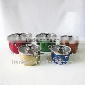 Steel Handle Printing Stainless Steel High Pots, 10pcs Cookware Set thumbnail-1