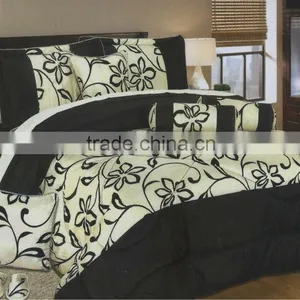 Flower Pattern Flocked Polyester Duvet Comforter Set thumbnail-1
