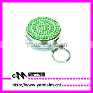 Round Bling Crystal Pill Box Keychain thumbnail-1