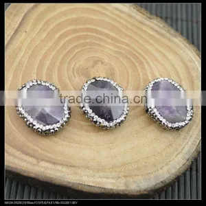 Wholesale LFD-0033B Druzy Amethyst Agate Pave Rhinestone Crystal Connector Beads Jewelry Finding thumbnail-1
