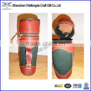 Fashion Design Handmade Faux PU Leather Antique Wine Carrier thumbnail-1