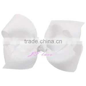White Ribbon Bow - Stripe Hair Bow-satin Ribbon Bow Hair Bow Clip- Decorate Hair Bow With Elastic thumbnail-1