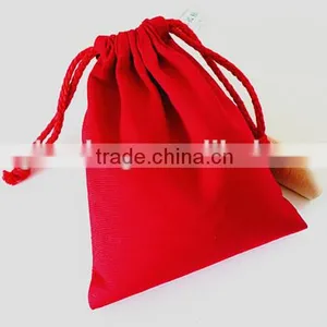 Wholesale Red Color Canvas Drawstring Gift Packing Bag thumbnail-3