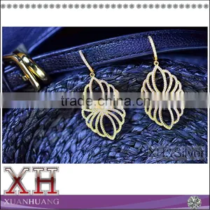 18 K Gold Plated 925 Sterling Silver Leaf Drop Earring thumbnail-1