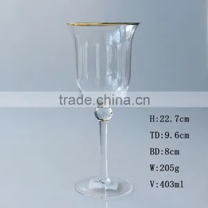 Customized Size Clear Gold Rim Wine Glass Set High Quality Dubai Luxury Glass Set Promotion thumbnail-2