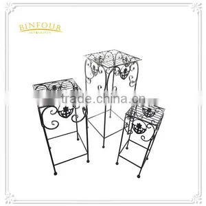Antique Set of 3 Iron Decor Metal Square Plant Holder thumbnail-1