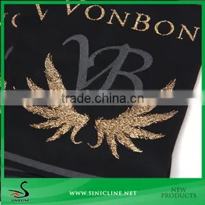Sinicline Custom Made High End Woven Taffeta Label With Golden Metallic Thread thumbnail-1