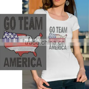 Wholesale Custom Strass Hotfix Rhinestone Nailhead Motif GO TEAM AMERICA thumbnail-1