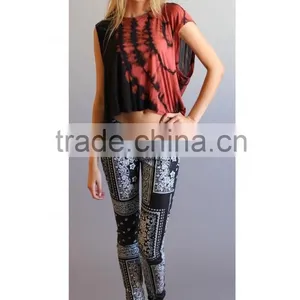 Women Stretch Denim Jeans Bandana Style in Black & White thumbnail-1