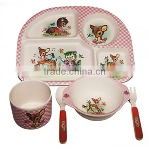 Eco Bamboo Fiber Kids Dinnerware Set-Car Design thumbnail-3