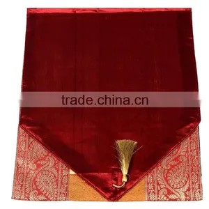 Stripe Design Red Border Colour Silk Table Runner thumbnail-2