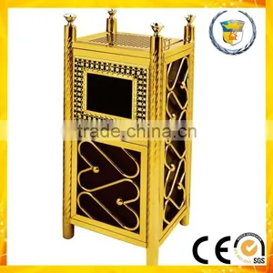 Deluxe Art Flower Pattern Black and Gold Indoor Square Garbage Bin thumbnail-1