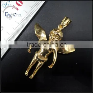 Stainless Steel Gold Plated Angel Spread Wing Pendant thumbnail-2