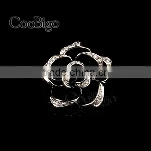 Fashion Jewelry Black Flower Rhinestone Brooches Pin Women Gift Dresses Hijab Scarf Apparel Accessories thumbnail-3