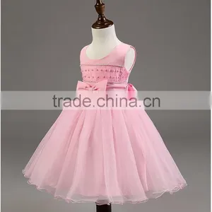 Lastest Wholesale Korean Fashion Girl Style Pink Chiffon Kids Party Wear Dresses TR-WS32 thumbnail-6