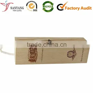 Unfinished Red Wooden Wine Box Empty Pine Wood Wine Packing Box With Handle Quality Choice thumbnail-3