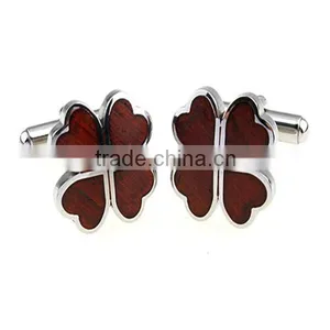 Custom Round Stainless Steel Wood Keyhole Cufflinks With Logo thumbnail-4