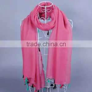 TOP Popular Plain Pure Color Women Scarf Voile Cotton Scarves 180*90 Pashmina thumbnail-3