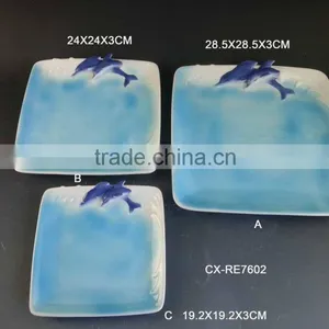 Classical Dolphin Hand Painted Dinnerware Plates thumbnail-1