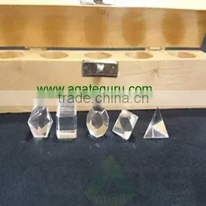 Crystal Quartz 5pcs Geometry Set With Wooden Box : Wholesale Geometry 5pcs Sets thumbnail-1