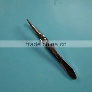 MJ-107 8.9cm Carbon Steel Mirror Finished Pointed Tip Metal Eyebrow Tweezer thumbnail-1