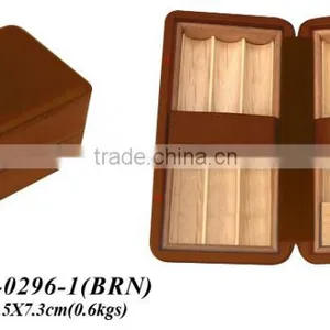 6 Count With Magnet Cover Brown Small Wood Cigar Packing Box Travel Humidor Manufacturer thumbnail-1