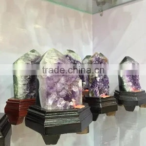 Natural Amethyst Geode Cluster Wand Point Crystal Ornaments For Sale thumbnail-6