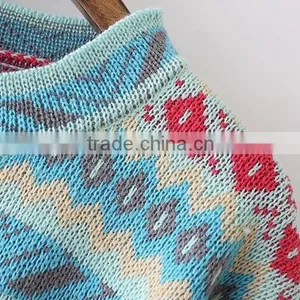 Candy Color Geometric Stripped Pattern Joker Loose Knitwear thumbnail-2