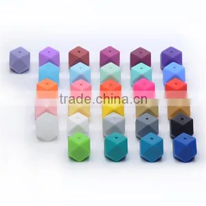 BPA Free FDA Approved Hexagon Grey Marble Silicone Beads for DIY Silicone Necklaces thumbnail-1