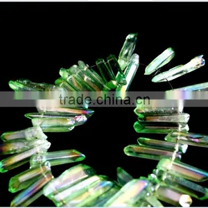 Green Aura of Titanium Coating on Quartz Crystal Necklace for Healing thumbnail-4