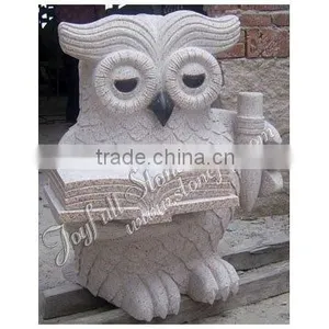 Granite Owl Animals, Reading Owl Sculpture thumbnail-1