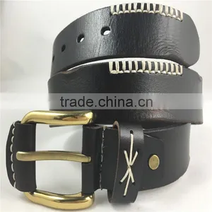 Brass Hore Shoe Buckle Genuine Leather Western United States Cowboy Style Belt thumbnail-3