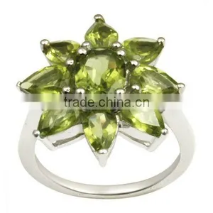Peridot Silver Ring, Flower Ring Design, Daily Wear Peridot Ring thumbnail-1
