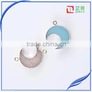 Necklace Pendant Moon Shape Druzy Stone Charms&pendants Natural Gemstone for Handmake DIY thumbnail-6