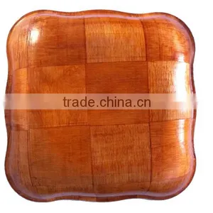 W622/ Rectangle Wooden Woven Snack Bowl, Woven Salad Bowl thumbnail-4