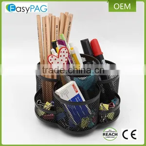 China Factory Made Desktop Fancy Custom Rotating Metal Mesh Pen Holder thumbnail-1