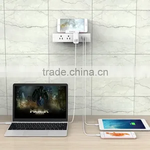 Mini USB Power Strip Travel Smart Socket 3 Outlet 3 USB PORT With Stand for Phone and Ipad thumbnail-5