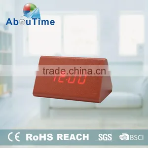 2016 Customized Cheap Red Triangle Wooden Led Digital Alarm Clock thumbnail-1