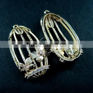 18x33mm 14K Light Gold Plated Zircon Flower DIY Earring Chandelier Supplies 1850178 thumbnail-2