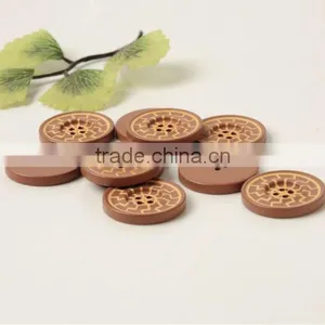 Fancy 4 Holes High Quality Wood Buttons for Lady's Clothing With Figure Engraved on thumbnail-1