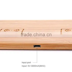 Eco-friendly Bamboo Qi Wireless Charger Dual Charging Pad For Samsung Galaxy S7, S7 Edge, S6, S6 Edge, Note5 / Moto Droid Maxx thumbnail-6