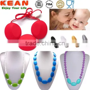 Silicone Teething Jewelry Mami Use Necklaces Have a Breakaway Clasp Silicone Bead Teething thumbnail-3